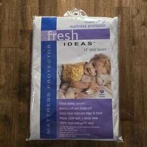 Fresh Ideas Queen Mattress Protector Waterproof Vinyl Fitted 14" Deep